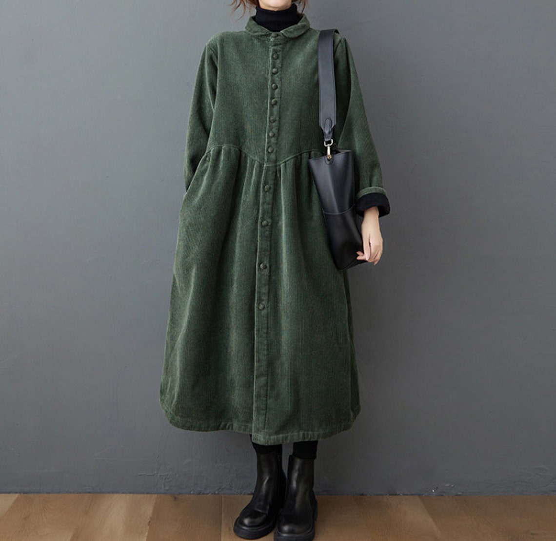 Green Corduroy Coat Long Corduroy Coats Women's Casual - Etsy UK