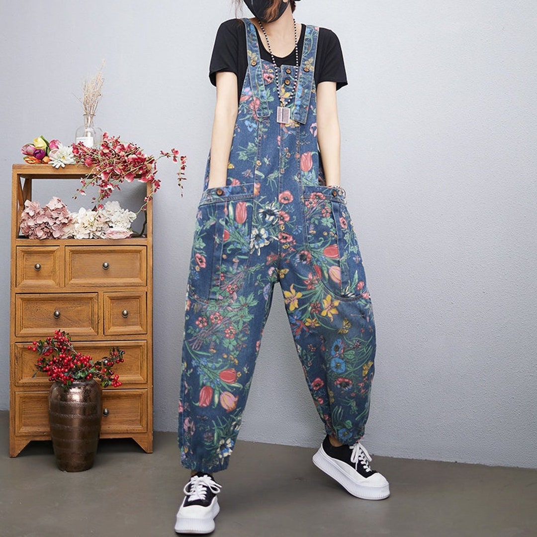 Autumn Baggy Overalls Denim Overalls Women Plus Size Etsy
