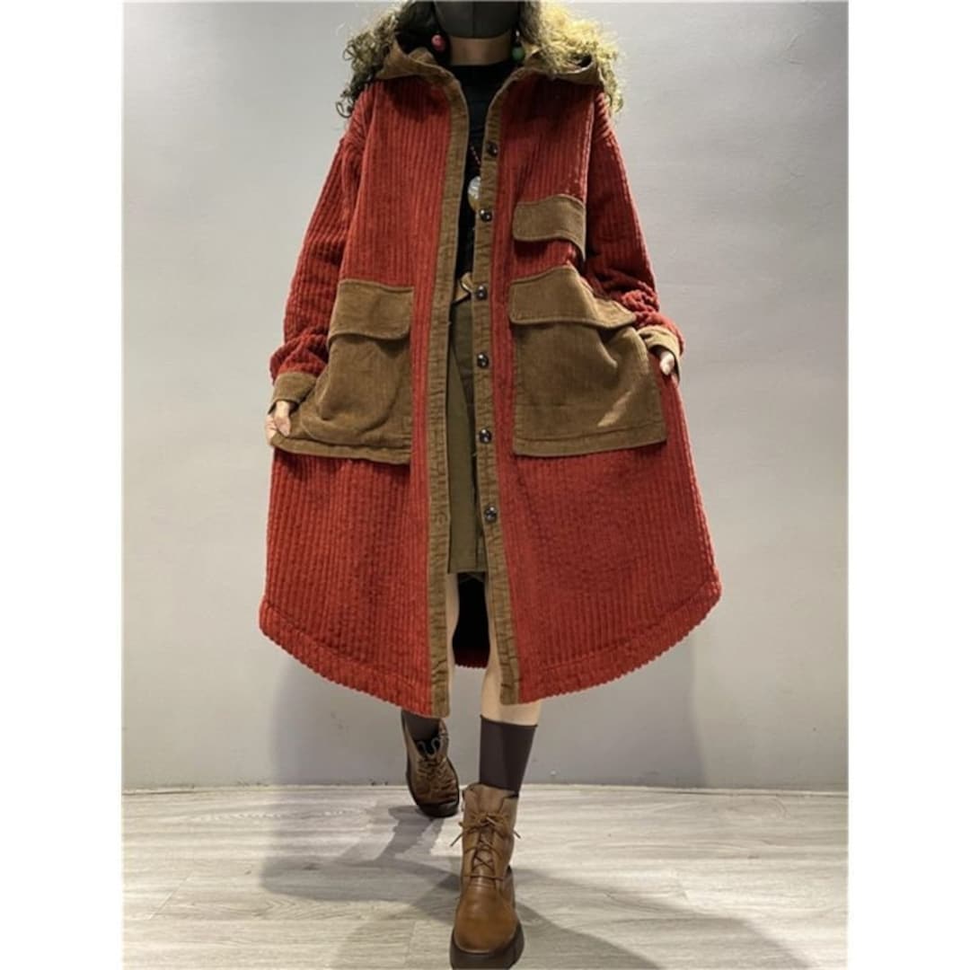 Red Corduroy Coat Long Corduroy Coats Women's Casual Etsy