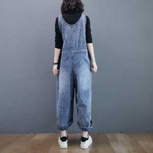 High Waist Denim Overalls Baggy Jeans Jumpsuits Wide Leg - Etsy