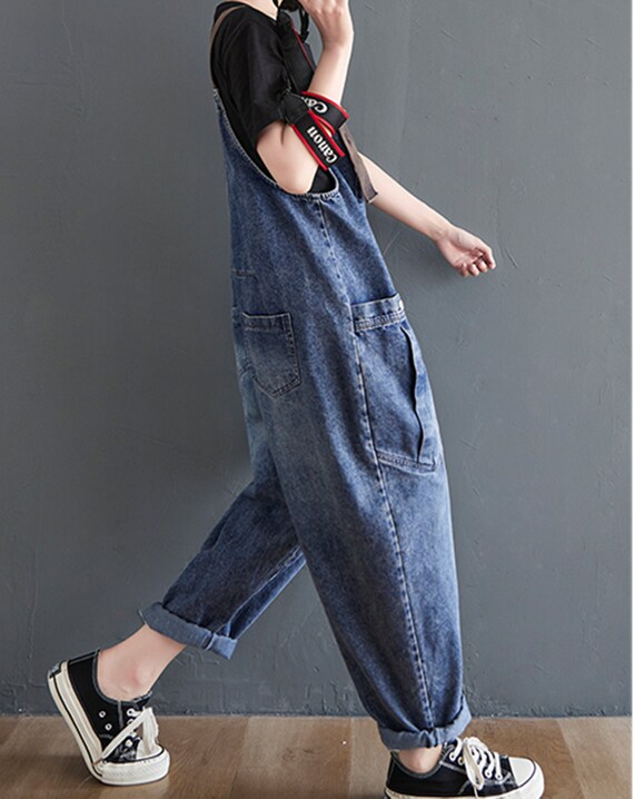 Retro Denim Overalls Baggy Jeans 