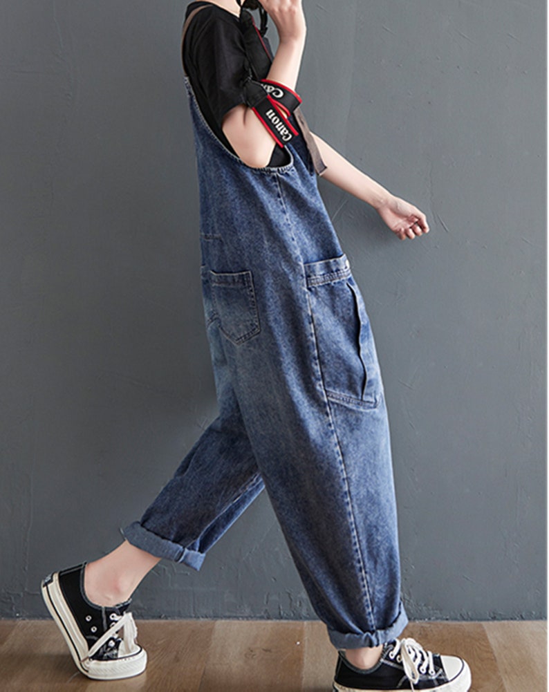 Retro Denim Overalls Baggy Jeans Jumpsuits Wide Leg Overall Etsy