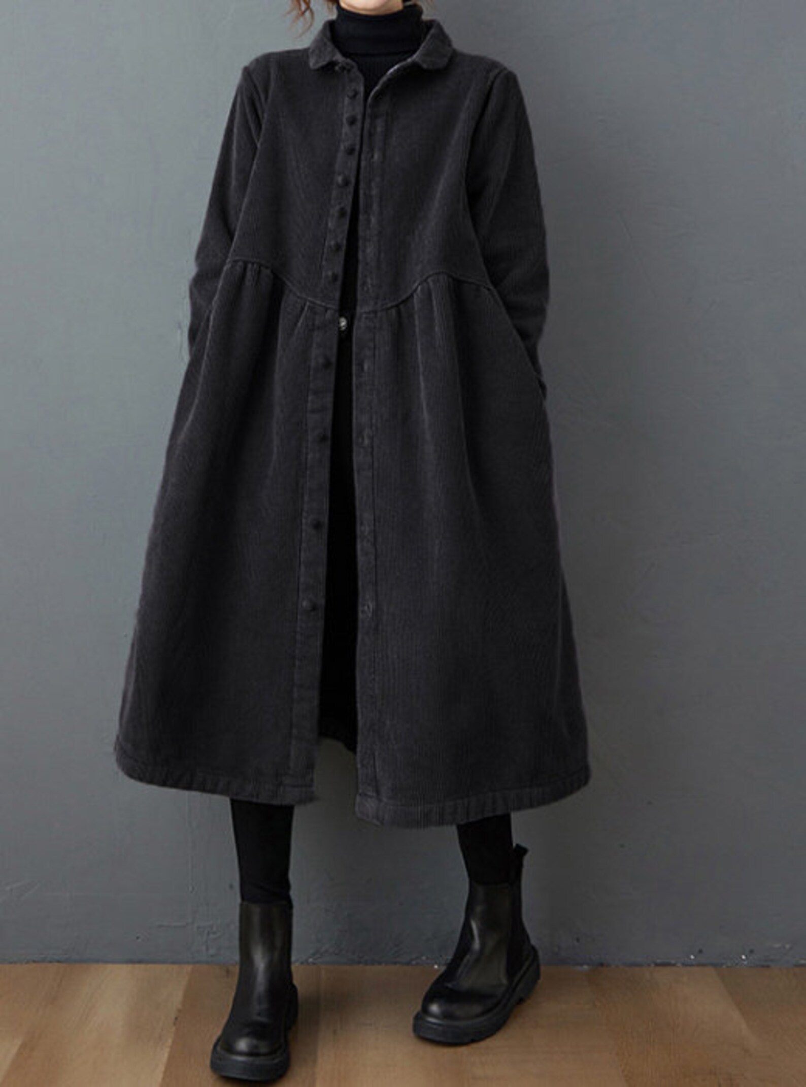 Green Corduroy Coat Long Corduroy Coats Women's Casual Etsy
