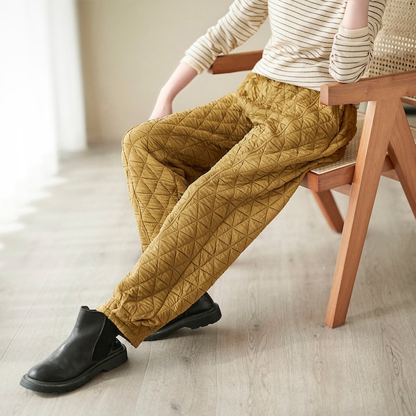 Quilted Pants Women Etsy