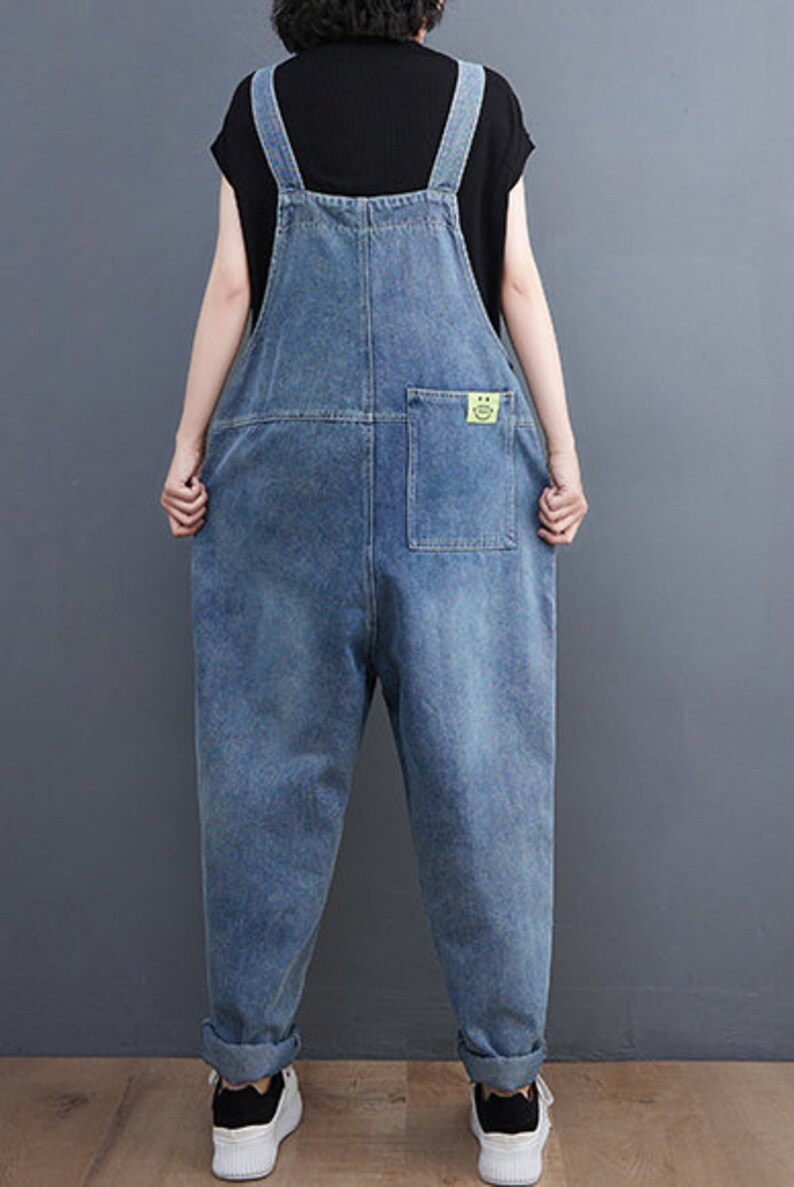 Patchwork Baggy Overalls Denim Overalls Women Plus Size Etsy