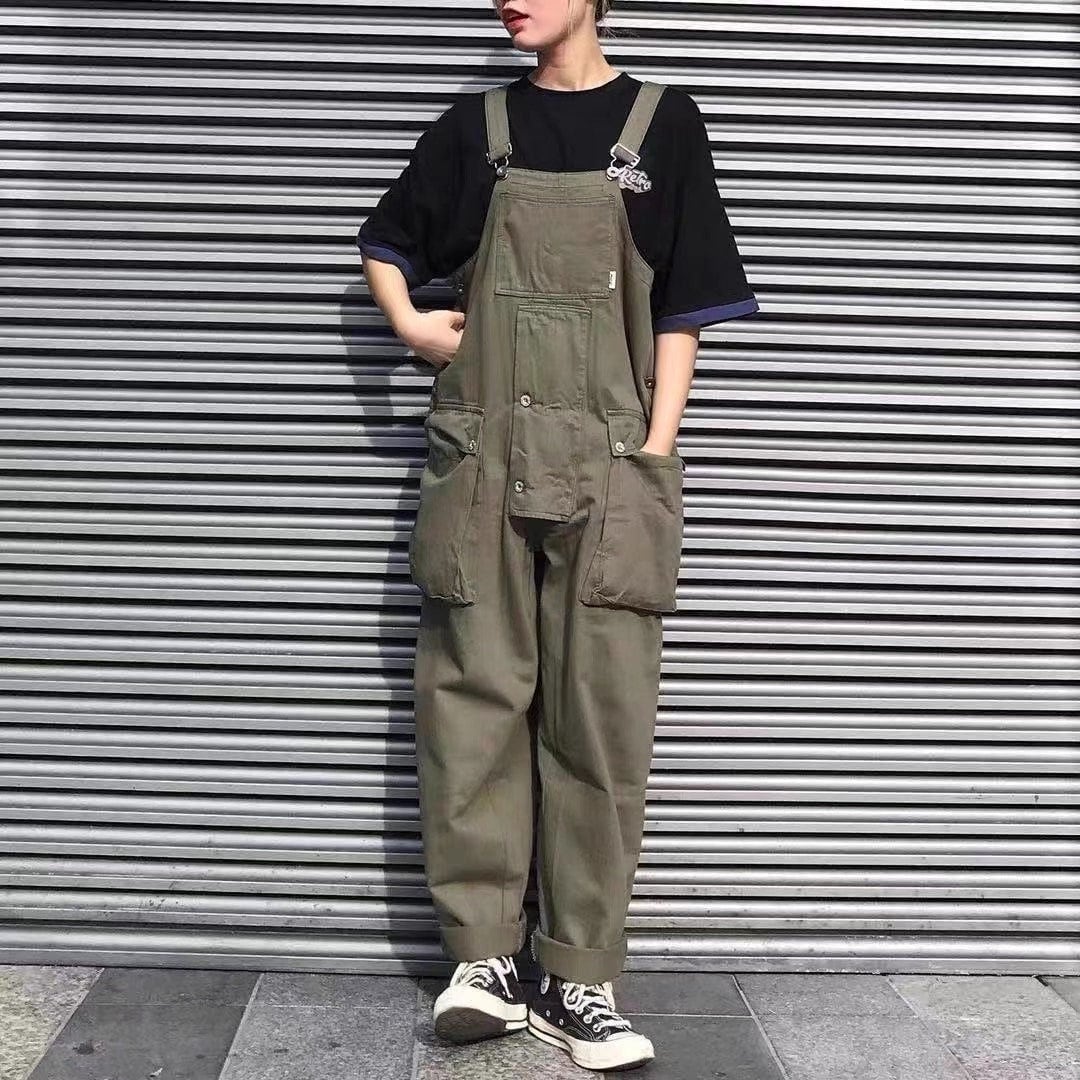Unisex Vintage Overalls Baggy Jeans Jumpsuits Men Wide Leg Overall Plus Size Overalls Bib Overalls With Pockets 80s Pants