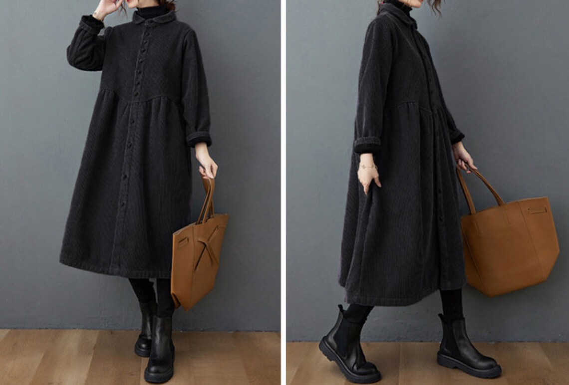 Green Corduroy Coat Long Corduroy Coats Women's Casual Etsy UK