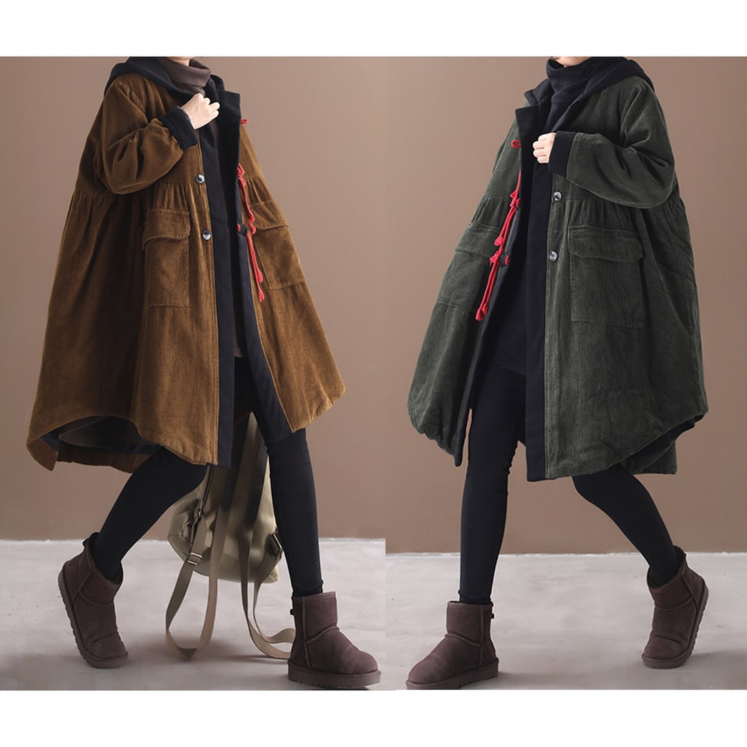 Women Corduroy Coat Trench Corduroy Coats Women's Casual Etsy