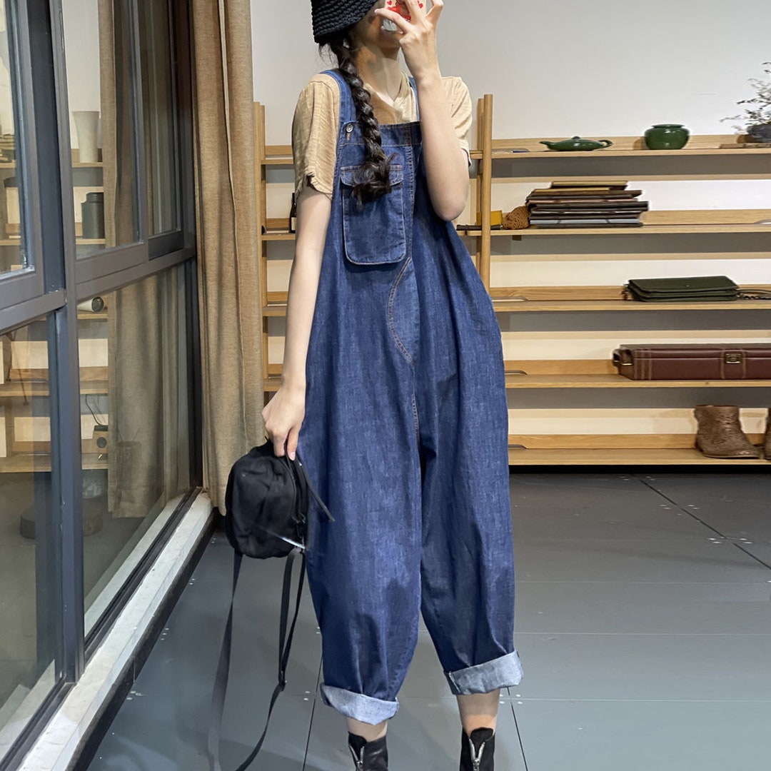 Workwear Denim Overalls Baggy Jeans Jumpsuits Wide Leg Etsy
