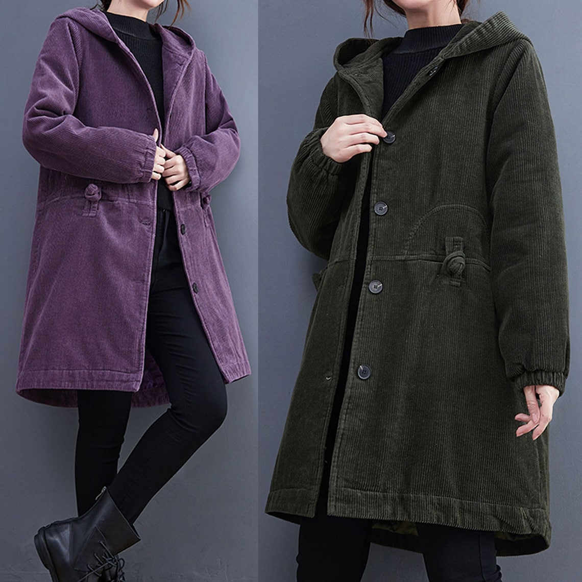 Winter Corduroy Coat Long Corduroy Coats Women's Casual Etsy