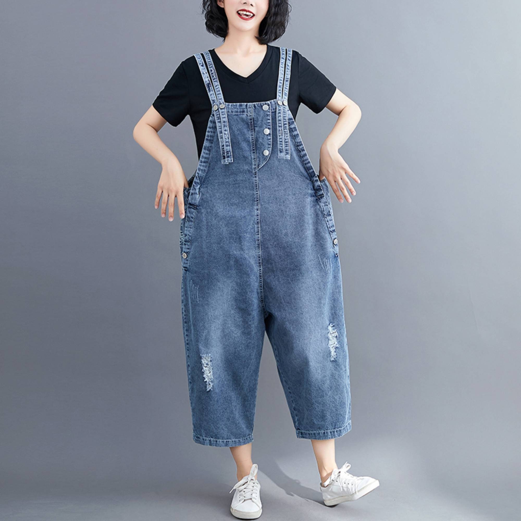 Wash Denim Overalls Baggy Jeans Jumpsuits Wide Leg Overall - Etsy