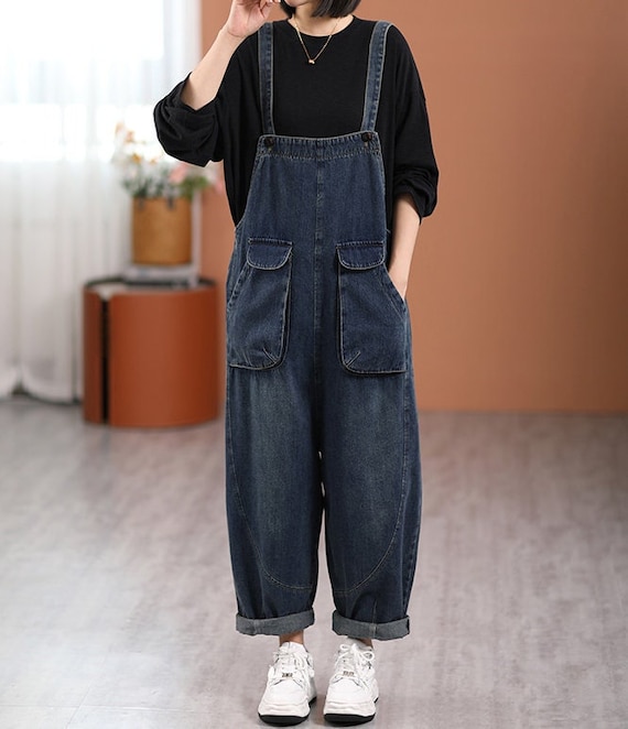 Baggy Denim Overalls Woman Jeans Jumpsuits Plus Size - Etsy