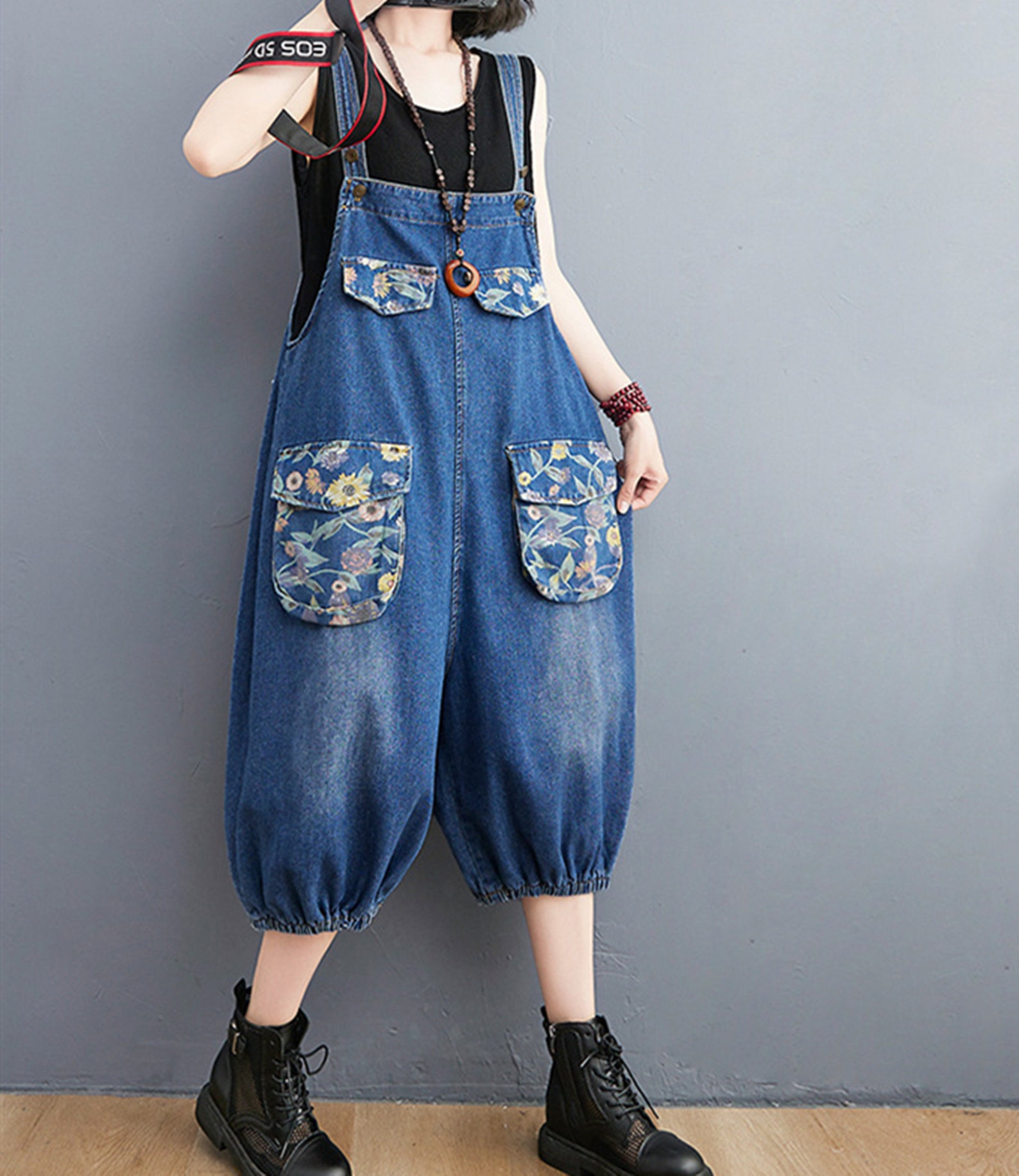 Printed Denim Overalls Baggy Jeans Jumpsuits Wide Leg | Etsy