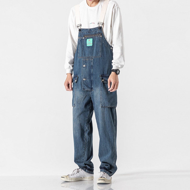 Men Denim Overalls Baggy Jeans Jumpsuits Wide Leg Overall - Etsy