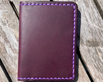 Deep Purple 4 Pocket Italian Leather Minimalist Wallet Handmade in USA Gift Idea