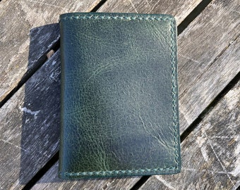 Green 4 Pocket Leather Minimalist Wallet NEW Handmade in USA Gift Idea