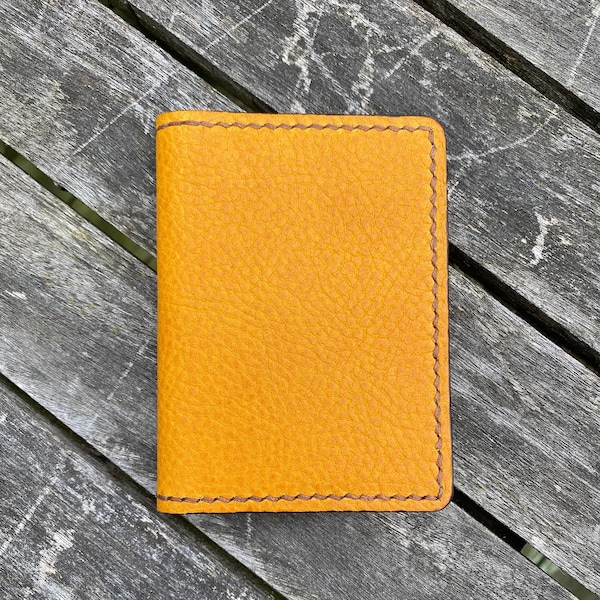 Yellow Gold 4 Pocket Italian Leather Minimalist Wallet Handmade in USA Gift Idea