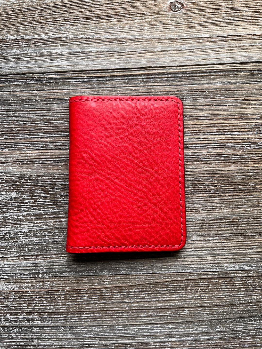 RED 4 Pocket Italian Leather Minimalist Wallet Handmade in USA Gift