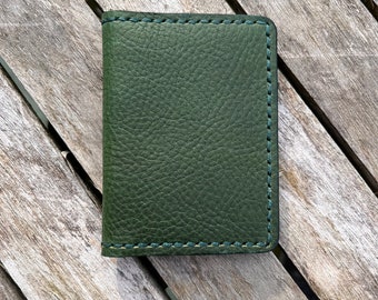 Emerald Green 4 Pocket Italian Leather Minimalist Wallet Handmade in USA Gift Idea