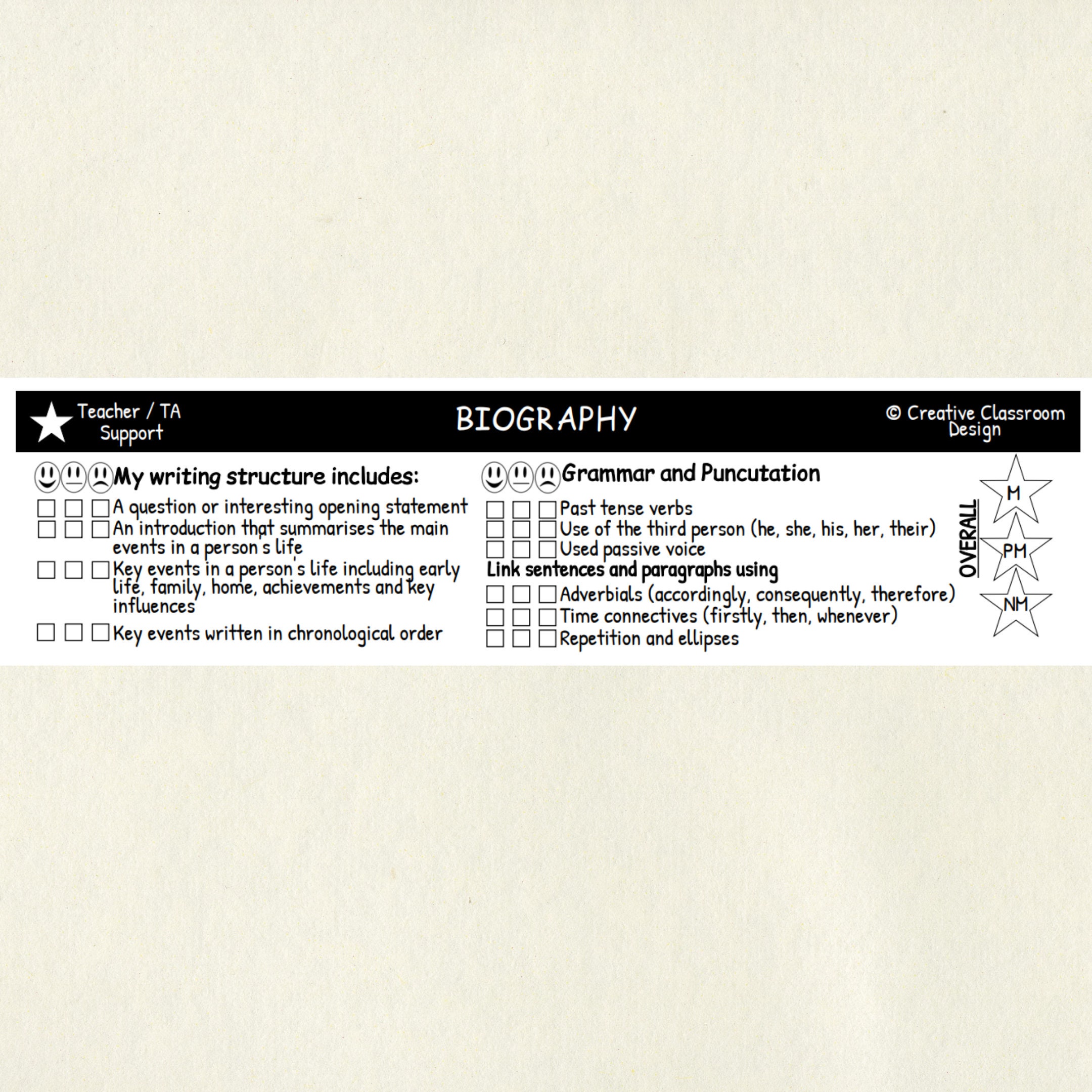 Writing Checklist biography Instant Download Printable Etsy Ireland