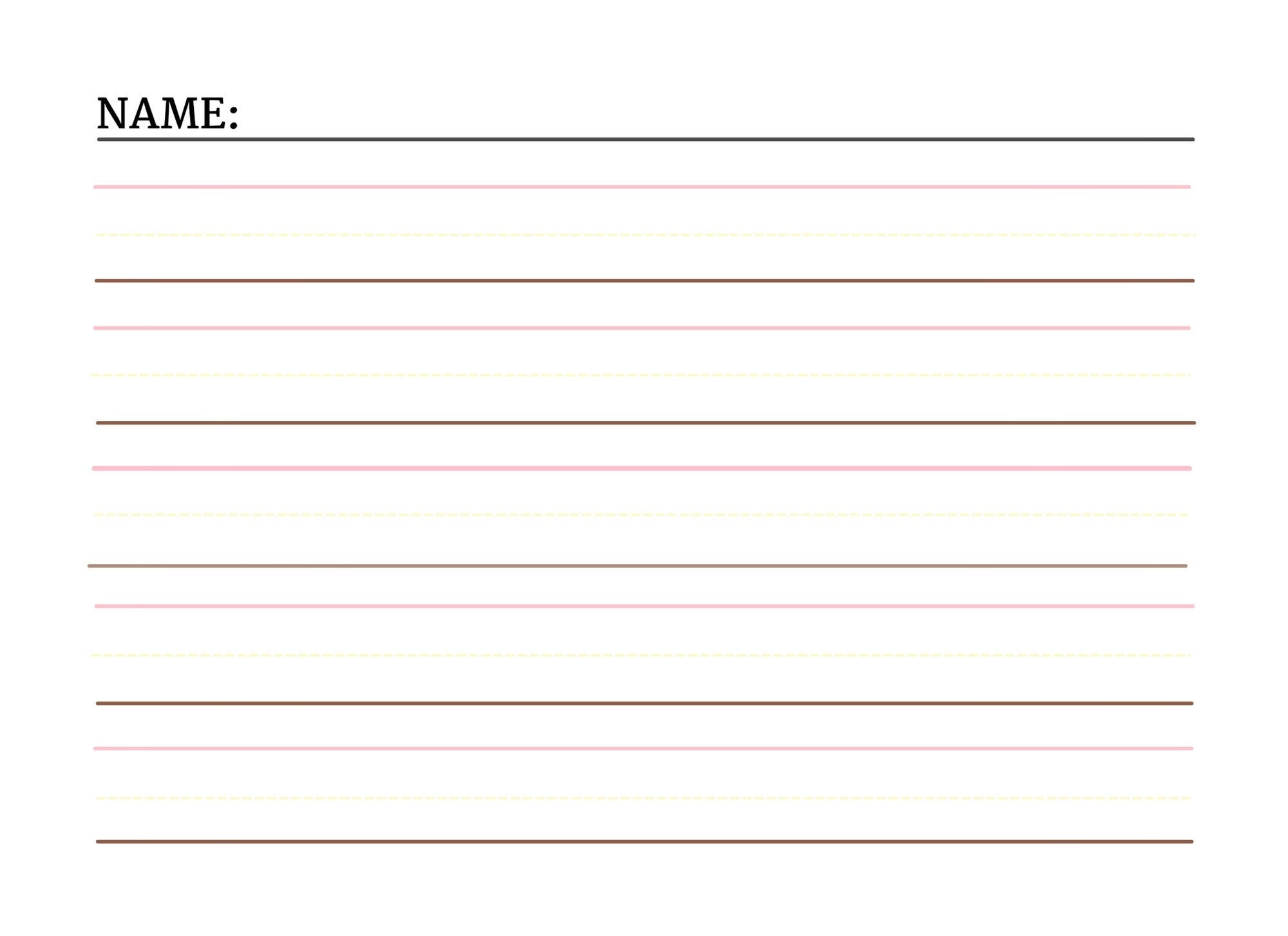 Printable Kindergarten Writing Paper With Manuscript Lines For Etsy