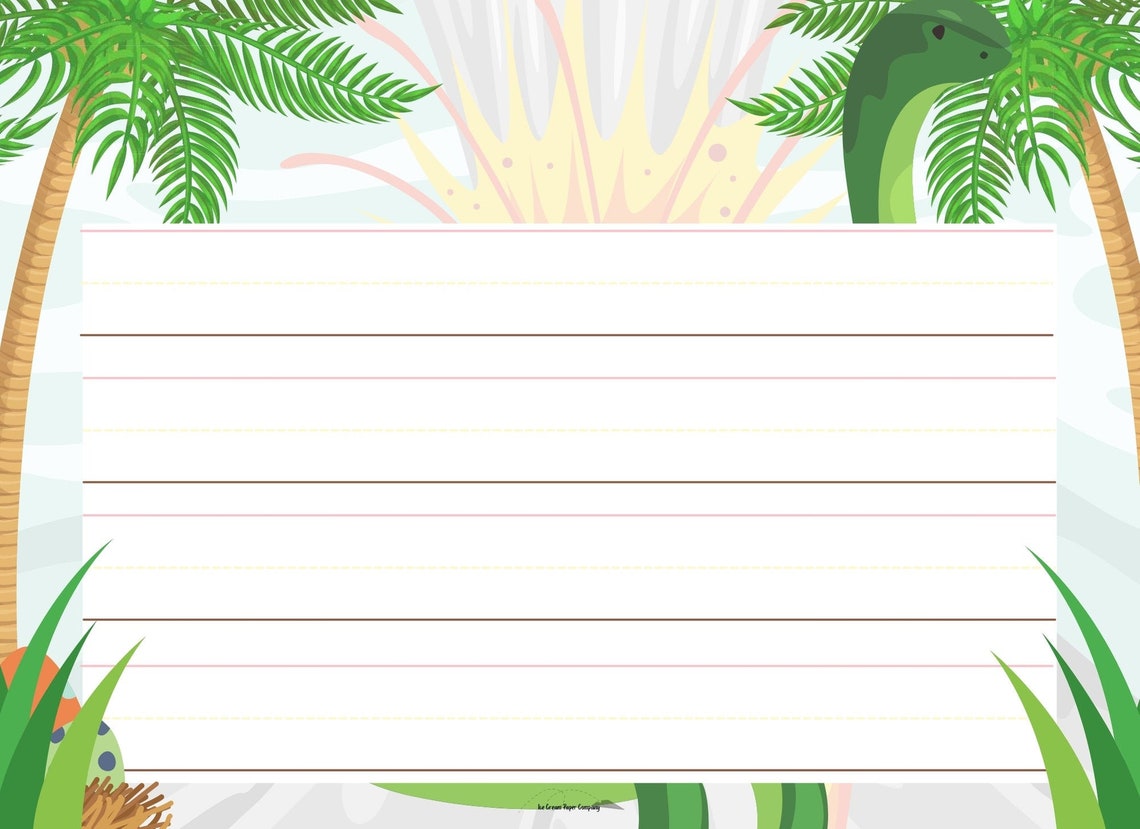 Dinosaur Printable Kindergarten Writing Paper With Manuscript Etsy