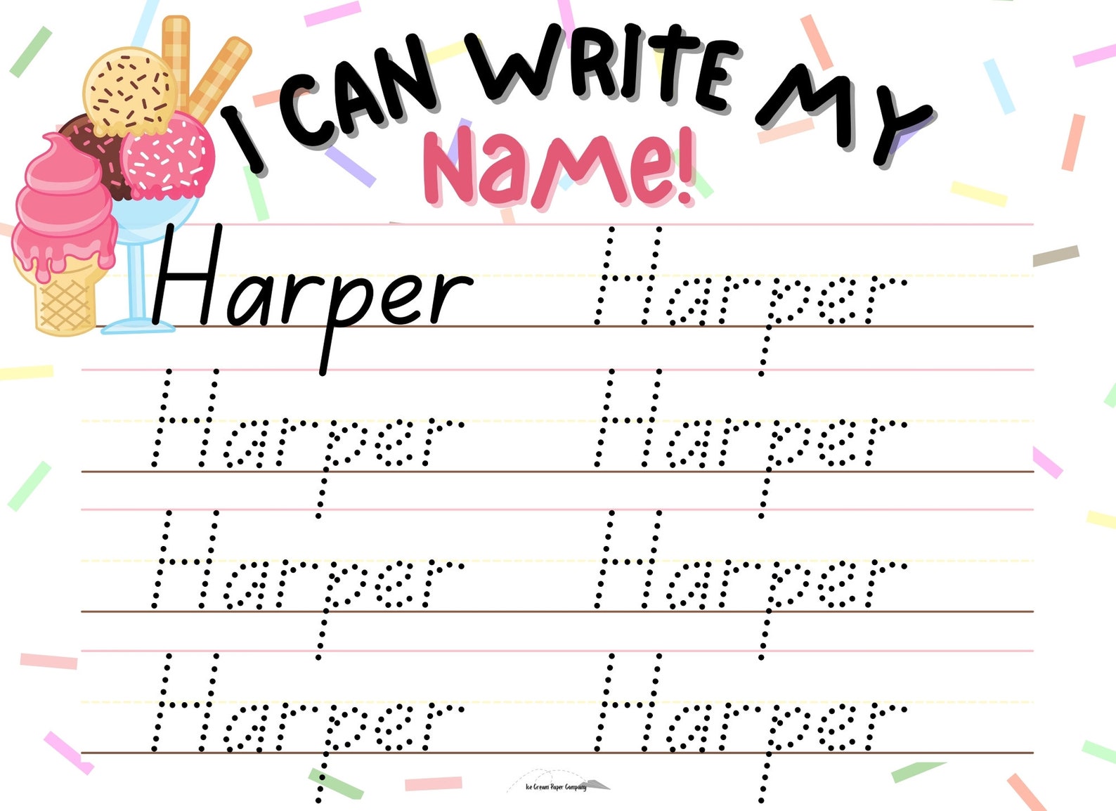Harper Name Tracing Printable 9 Styles Includes Beach Etsy