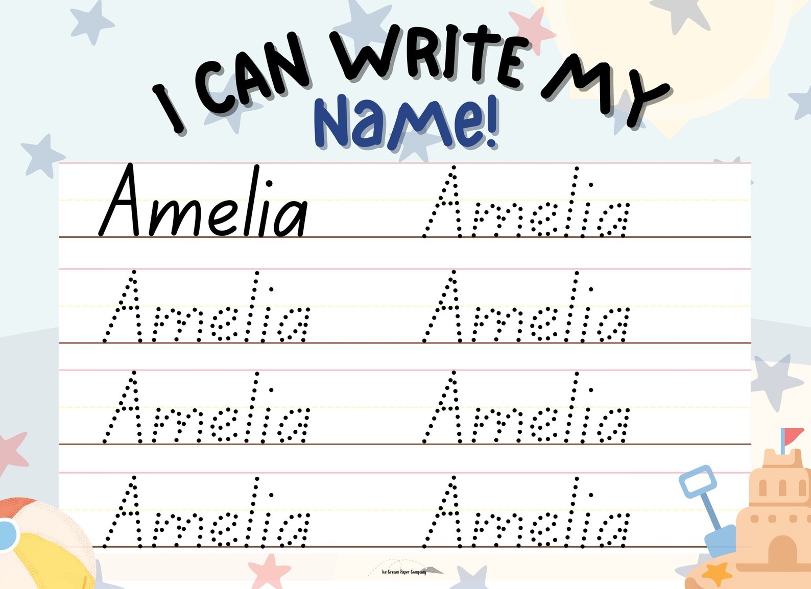 Amelia Traceable First Name Printable 9 Styles Beach | Etsy