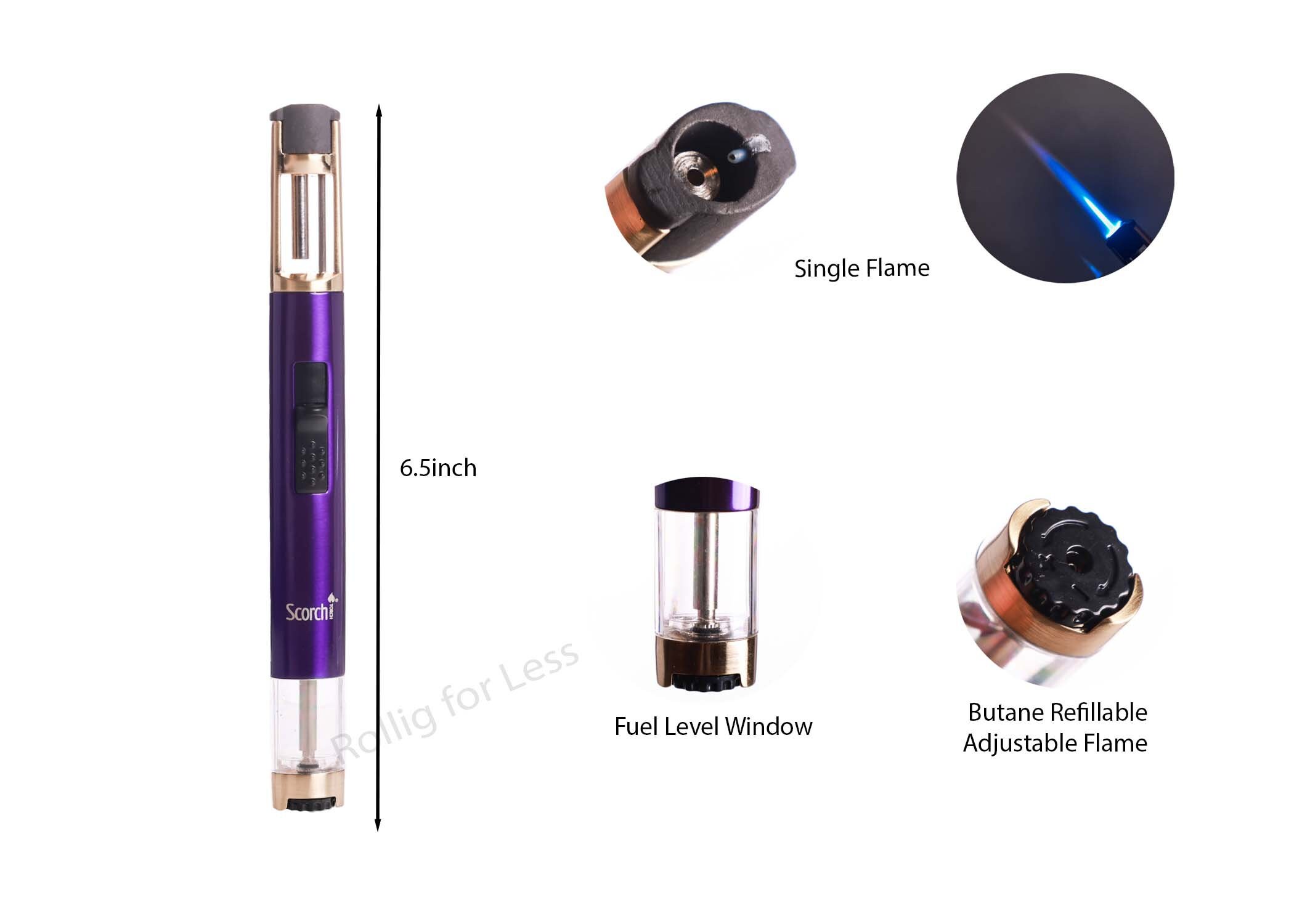 Scorch Torch Slim Pencil W/ Butane Window Single Flame Torch Etsy