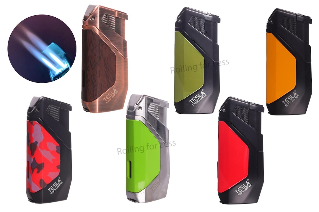 Dynamic 2000 Lighter TESLA® Coil Lighters Dynamic Double Flame Torch Lighter W/ Cigar Punch ...