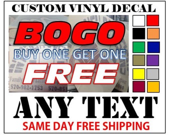 Custom Vinyl Decals / Sticker - Any Name or Text - Fast FREE SHIPPING - BOGO