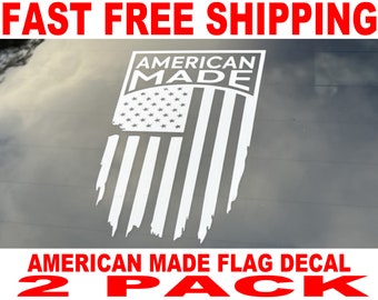 American Made Flag Vinyl Decal - 2 Pack - High Quality and FAST FREE Shipping