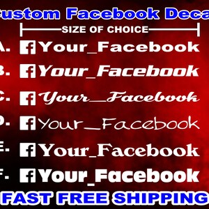 Facebook Car Decal - Custom Facebook Decal, Custom Facebook Window Decal, Personalized  - FAST FREE SHIPPING