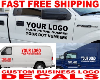Custom Business Logo Vinyl Decals / Truck or Van Vehicle Business Logo Decals - FAST FREE SHIPPING