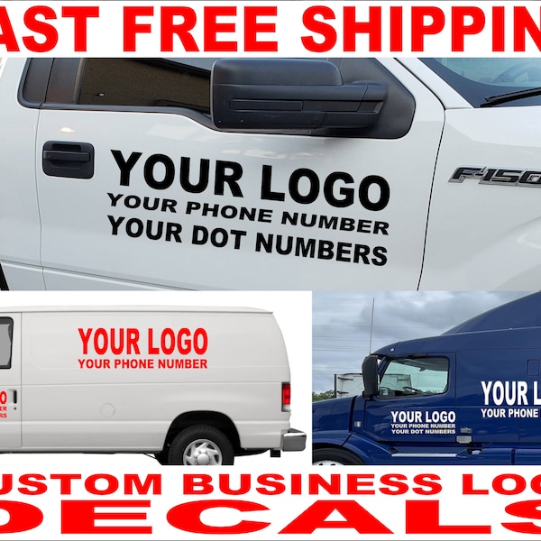 Custom Business Logo Vinyl Decals / Truck or Van Vehicle Business Logo Decals - FAST FREE SHIPPING