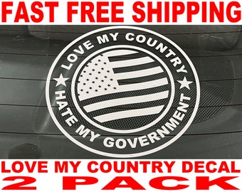 Love My Country USA Decal - 2 Pack - High Quality and FAST FREE Shipping