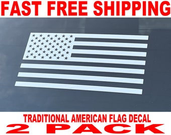 Traditional American Flag Vinyl Decal - 2 Pack - High Quality and FAST FREE Shipping