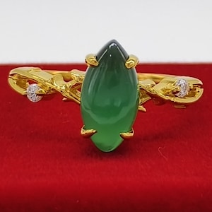 Vintage Lab Created Emerald 14K Rose Gold Engagement Ring Art Deco Nature Inspired Leaf Wedding Ring Gift For Women Promise Moissanite Ring