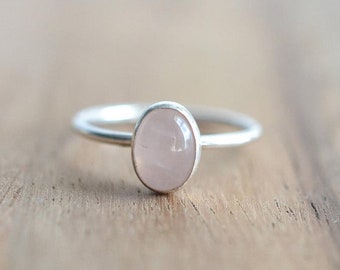 Rose Quartz Ring Sterling Silver Ring Quartz Silver Ring Statement Ring Handmade Ring Wedding Ring 8X10mm Oval Shape Cabchone Ring For Women