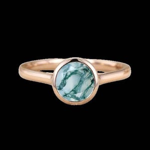 Moss Agate engagement ring Unique vintage Rose gold engagement ring for women Diamond wedding Bridal Promise gift for her