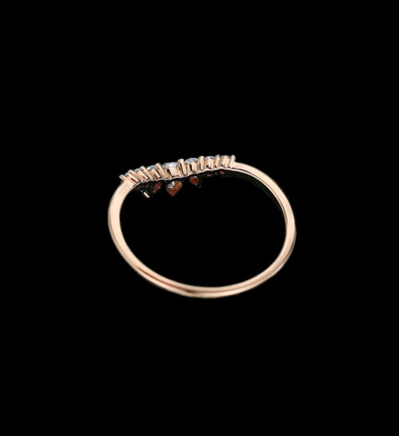 Pear Shaped Curved Wedding Ring Diamond Wedding Band Unique Etsy