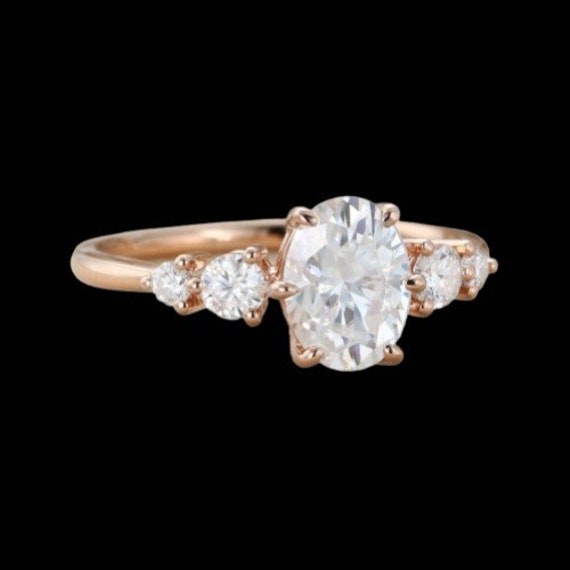 Oval cut Moissanite engagement ring vintage ring … - image 2