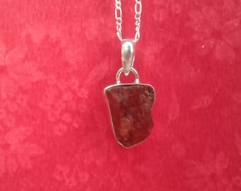 Raw Hessonite Garnet Pendant Raw Hessonite Garnet Pendant Sterling Silver Pendant Handmade Pendant Statement Pendant Czech Pendant