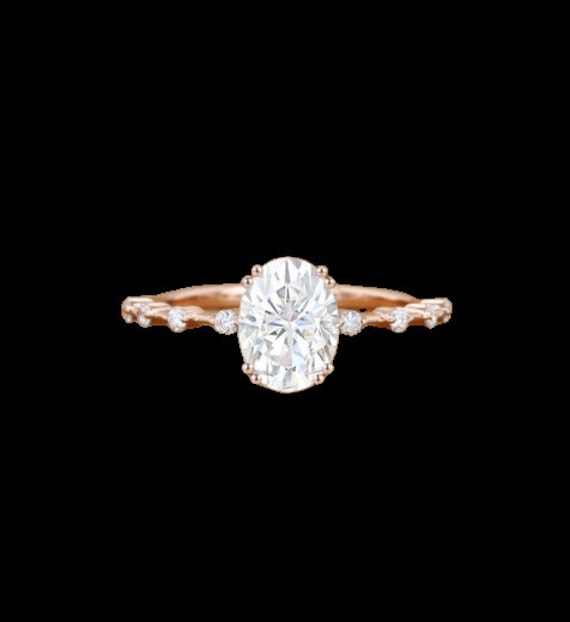 Moissanite Engagement ring women Rose Gold moissa… - image 1