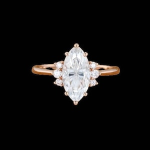1.7ct Marquise cut Moissanite Engagement ring Moissanite Rose Gold ring Vintage Wedding Ring wedding Bridal Promise Anniversary gift for her