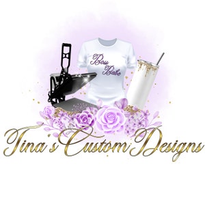 Crafting Logo Design, Heat Press Logo Template, DIY Cricut, Watercolor Gold Background, Boss Lady