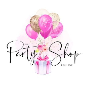 Feest bedrijfslogo, logo evenementenplanner, feestverhuur, logo bruiloft coördinator, verjaardagsdecoratie