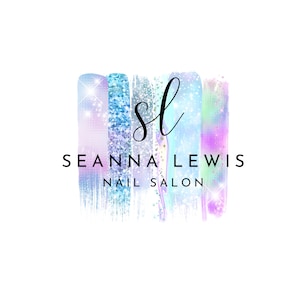 Holographic Logo Design, Iridescent Brush Stroke, Personalized Logo Template, Business Branding, Small Business Owner