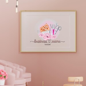 Nail Tech Logo Design, Aquarell Vorgefertigtes Logo, Maniküre Set, Wasserzeichen (PNG, JPG, PDF) Bild 9