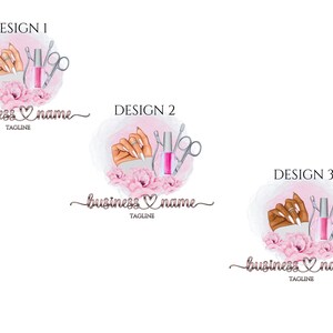 Nail Tech Logo Design, Aquarell Vorgefertigtes Logo, Maniküre Set, Wasserzeichen (PNG, JPG, PDF) Bild 3